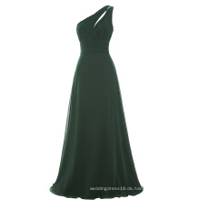 Starzz eine Schulter lange dunkelgrüne einfach Chiffon Brautjungfer Kleid ST000071-5